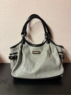 Nine & Co Gray Black Shoulder Bag Faux Leather Tassel Purse